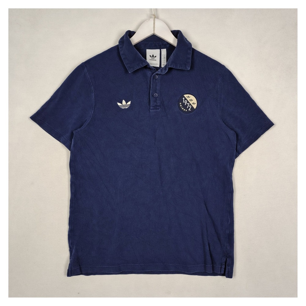 Adidas Originals Navy Blue 1972 Patch Short Sleeve Polo Shirt IP7171 Medium